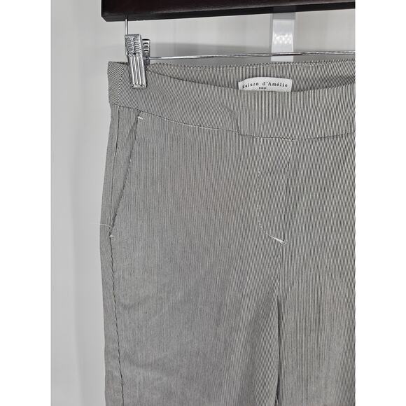 Maison D' Amelie Paris Womens Sz 2 Capri Length Pull On Pants Conductor Striped - Picture 2 of 4